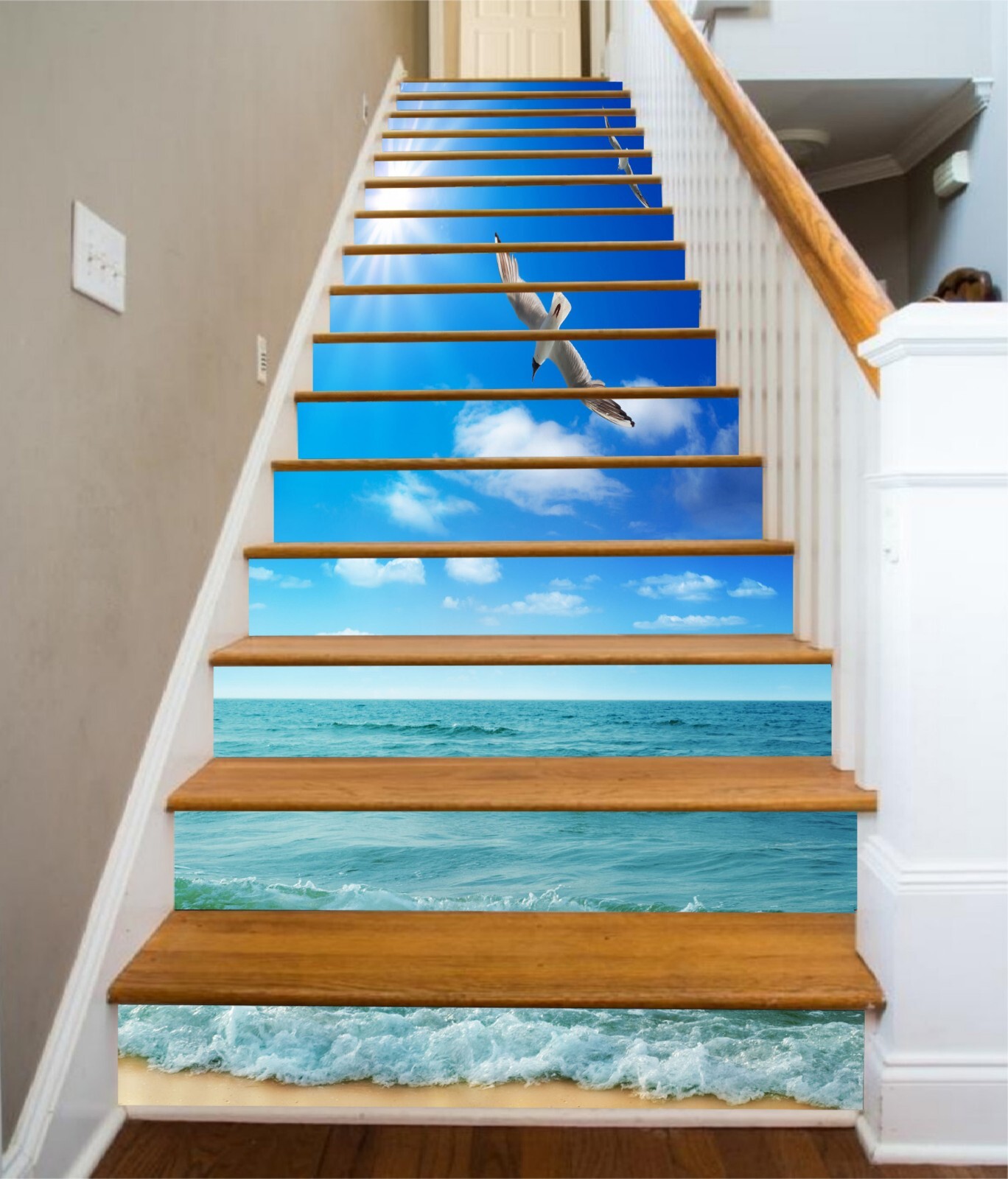 3D Sunshine Seagull AZ1296 Stair Risers Decoration Mural Vinyl Wallpaper Kay