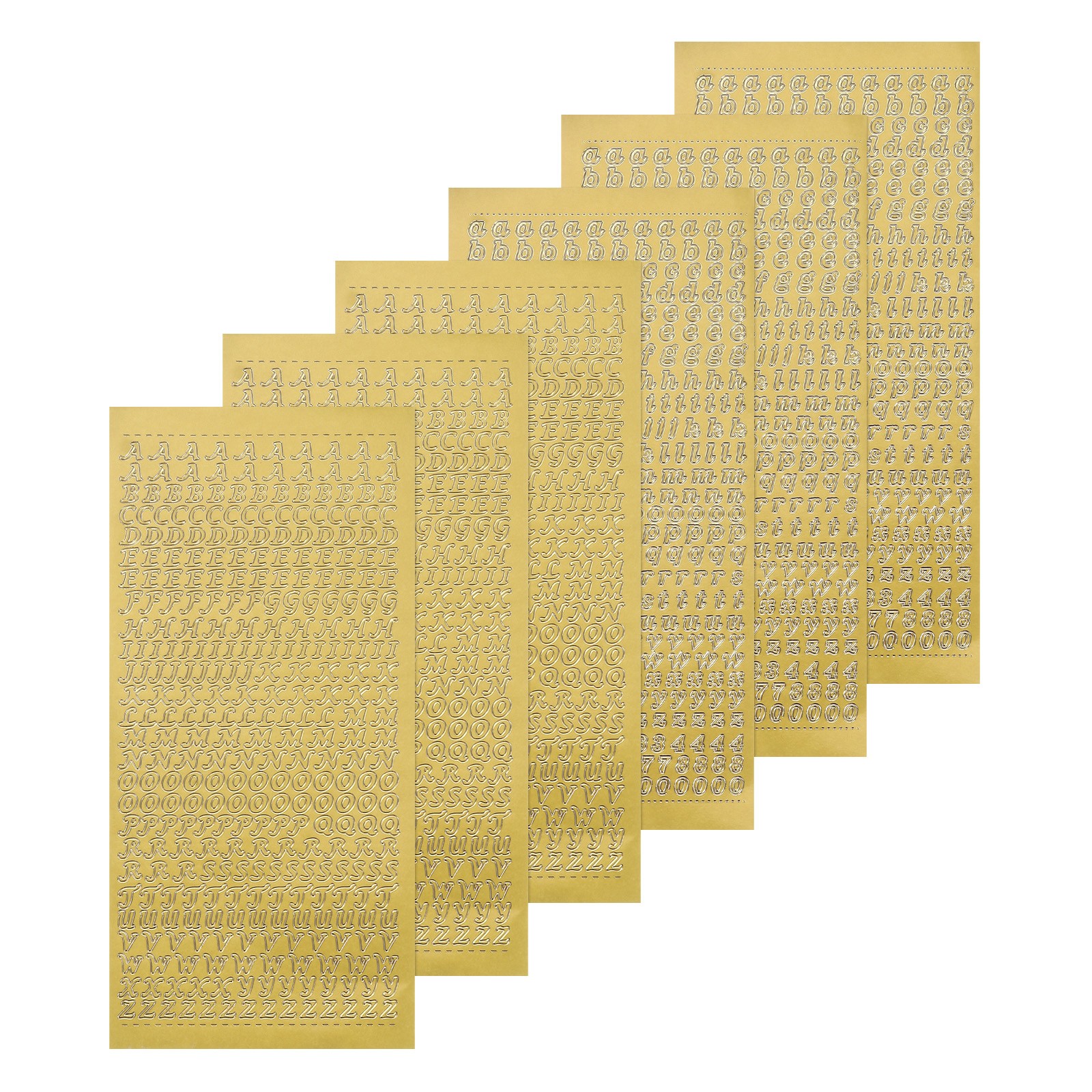 6 Sheets Alphabet Letter Sticker Gold Upper Lower a to Z Self Adhesive