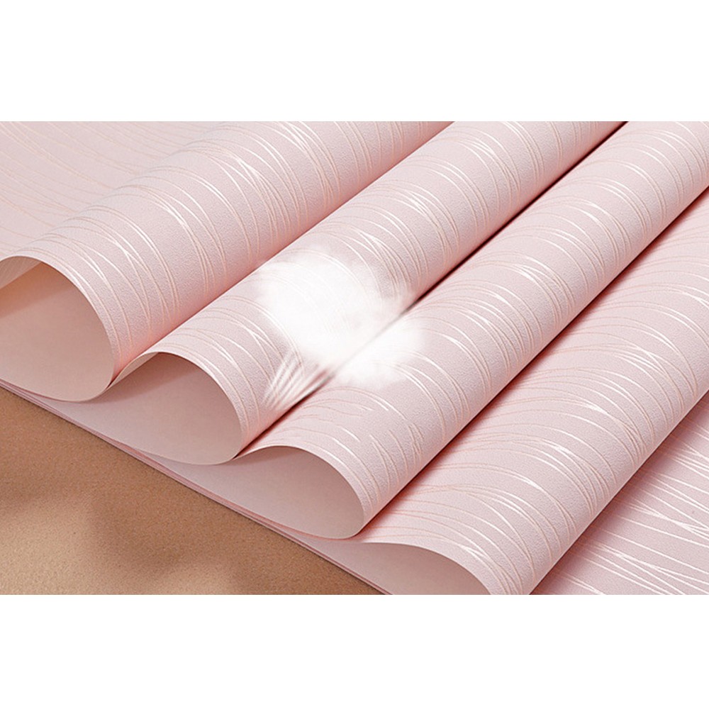 33FT 3D Non-woven Wallpaper Roll Living Room Bedroom Decor Pink Stripes Sticker