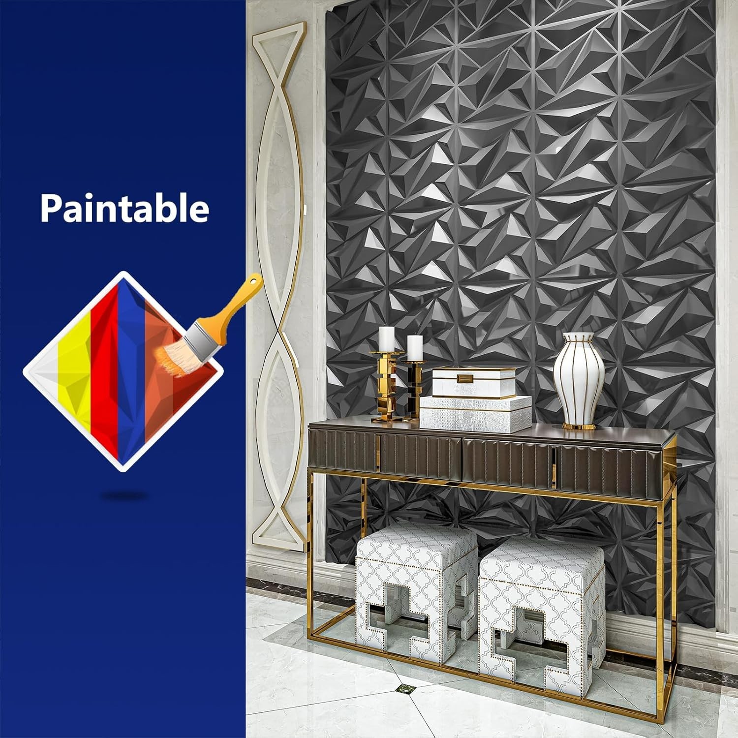 Transform Your Walls with 33 Silver 3D PVC Panels – 32 Sq.Ft. Coverage