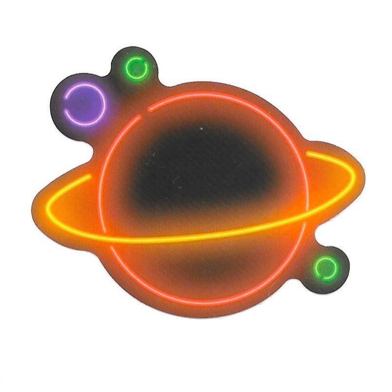 Neon Planet Rings Sticker Die Cut Vinyl Decal Space Sci Fi Retro Laptop Journal