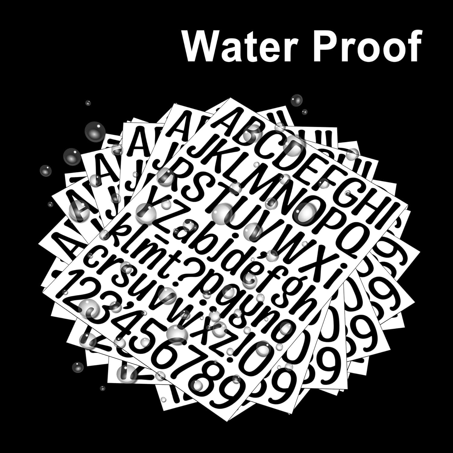 690Pcs 1.5 Inch Black Vinyl Letter Stickers, Waterproof Alphabet Stickers for…