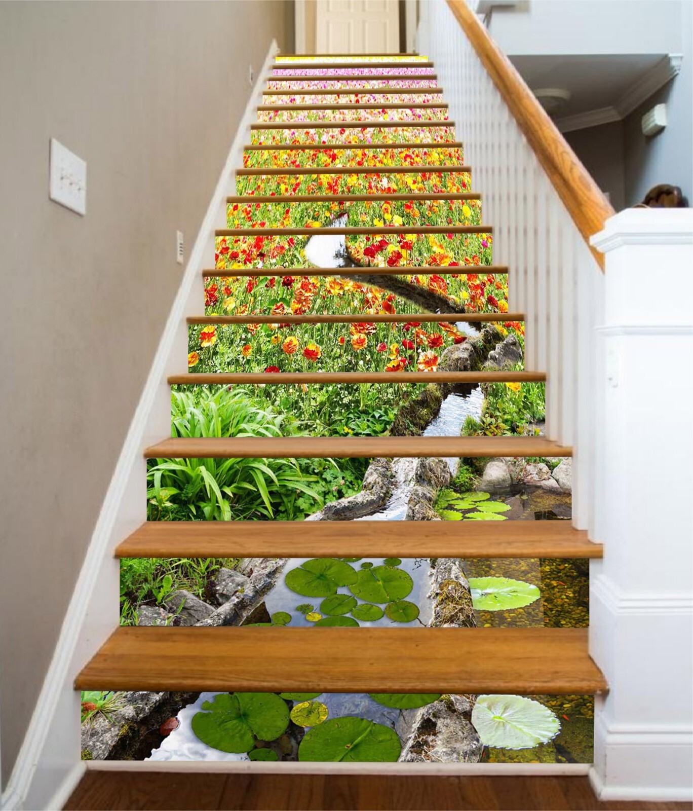 3D Garden Creek AZ895 Stair Risers Decoration Mural Vinyl Wallpaper Kay
