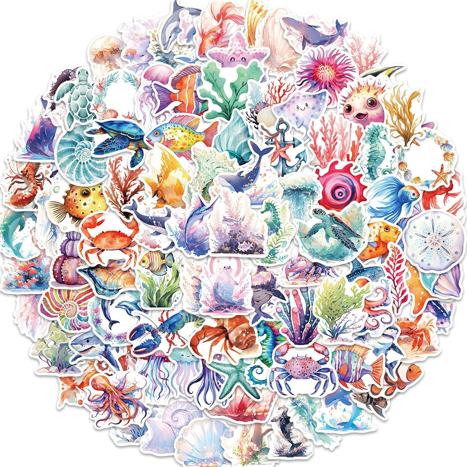 100PCS Ocean Animal Stickers for Kids Adults, Aesthetic Waterproof under the Sea