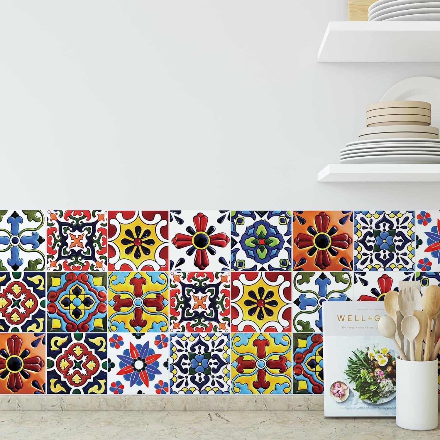 Boho Talavera Peel and Stick Tile Stickers – Easy DIY Backsplash for Kitchen …
