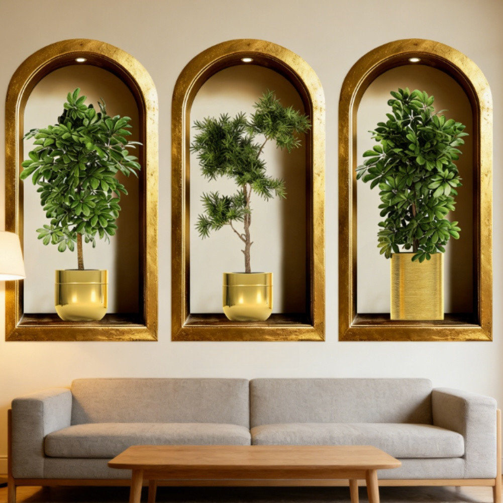 Large 3D Plant Wall Decals 30x60cm 40x80cm for Living For Room Kitchen Decor