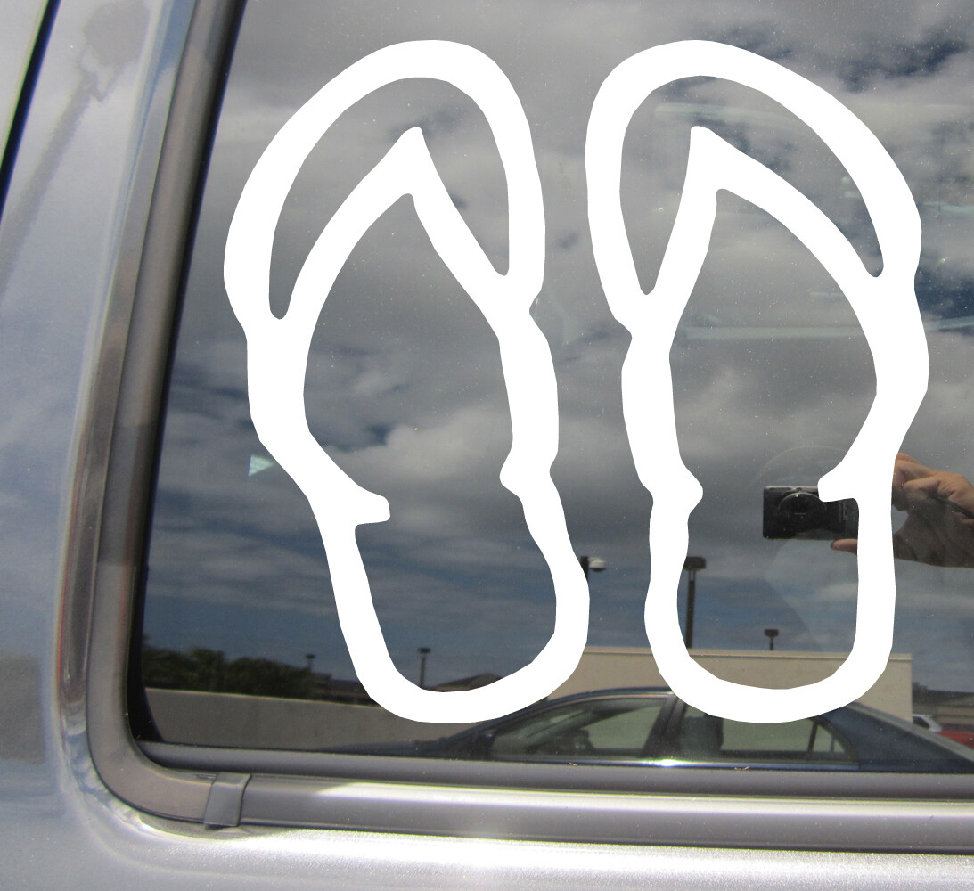 Slippers Slippahs Flip Flops Casual Hawaii Car Bumper Vinyl Decal Sticker 05033