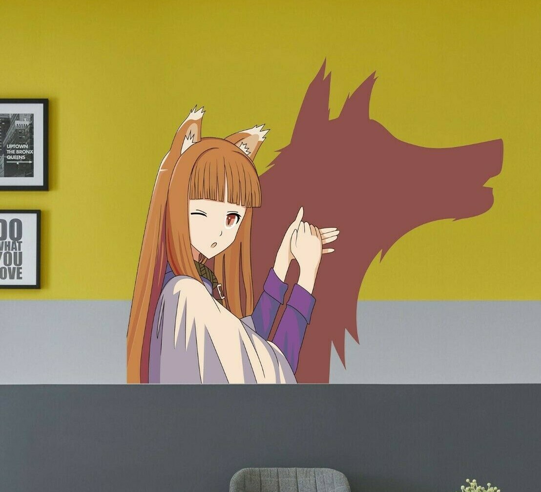 Anime Girl Wall decal, Anime Wall sticker, Modern Wolf Anime Wall Art