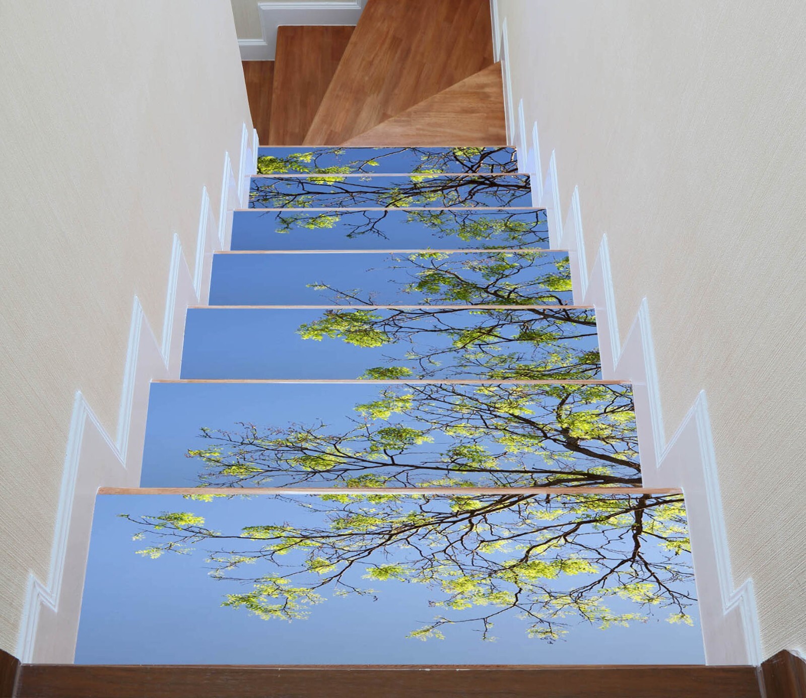 3D Simple Blue Sky W90 Stairs Risers Decoration Photo Mural Vinyl Wallpaper Vera