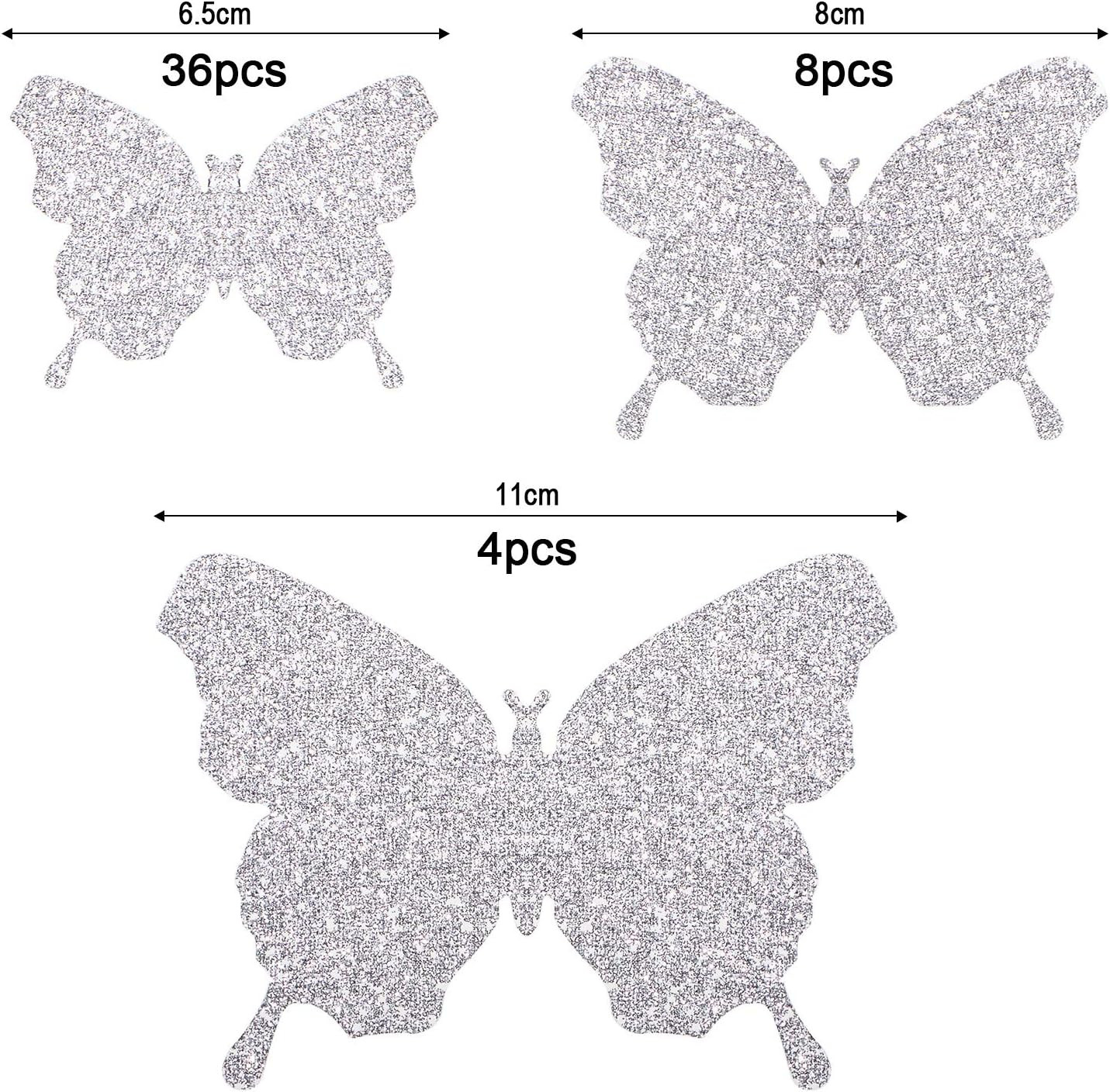 48 Pieces Butterfly Wall Decor DIY 3D Mirror Butterfly Stickers Removable Decals
