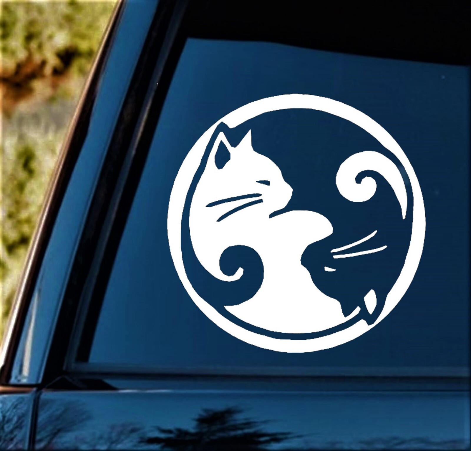 Cat Yin Yang Decal Sticker for Car Truck SUV Van Laptop Mirror Surface Art B1126