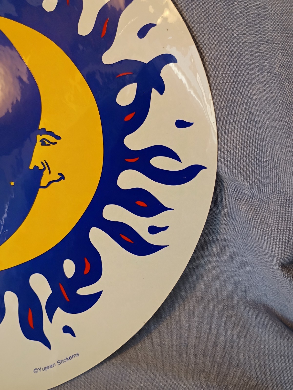 Vintage Yujean Stickems Moon And Sun Sticker 12in. NOS