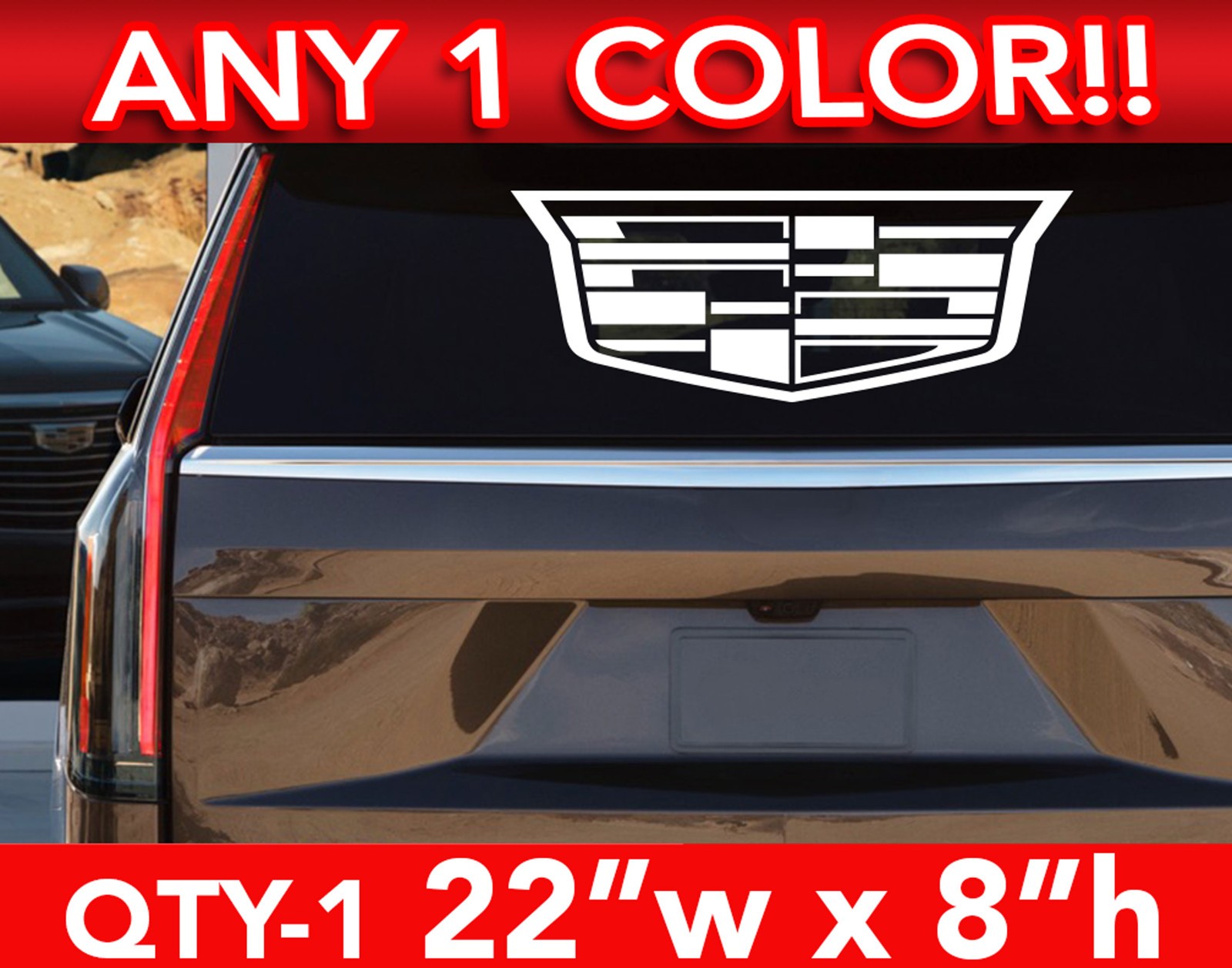 CADILLAC ESCALADE MODERN LOGO CT5 CT4 XT6 DECAL STICKER 22"w x 8" ANY 1 Color