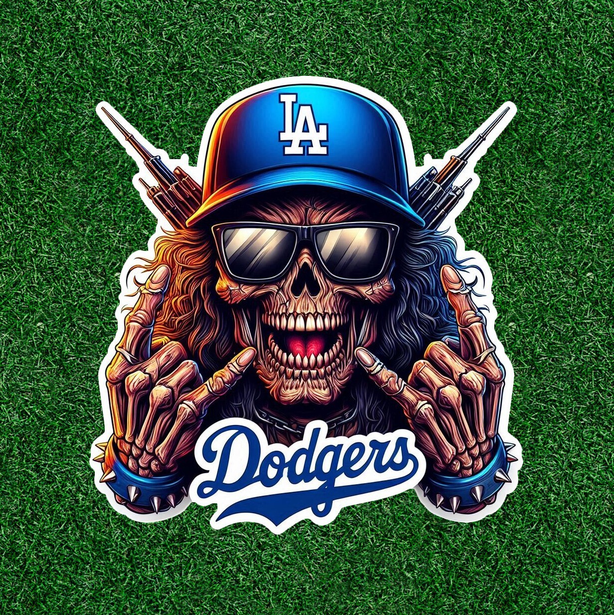 Iron Maiden's Eddie is a Dodgers fan waterproof vinyl sticker – several sizes
