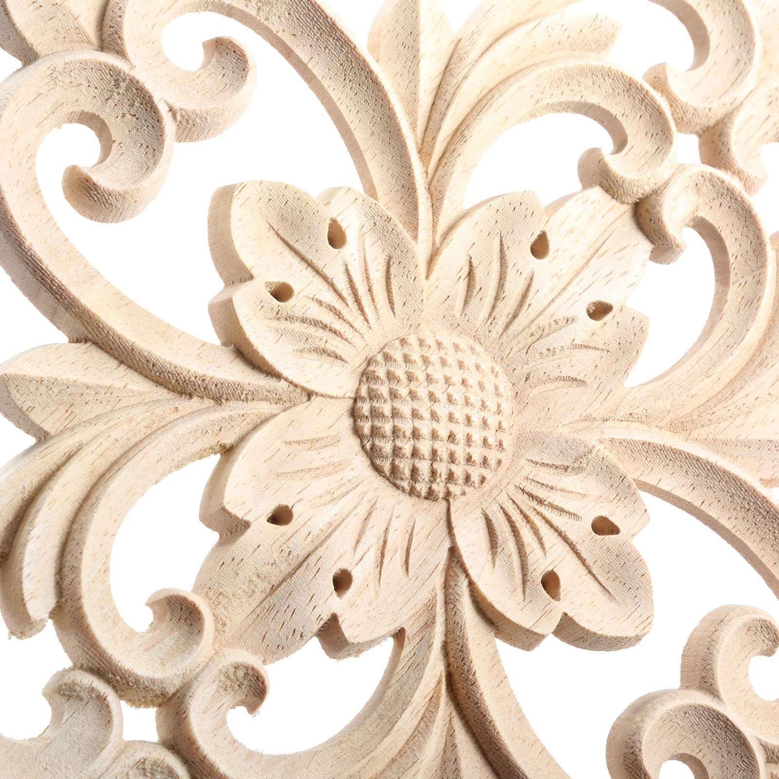 Rhomb Wood Carved Appliques Furniture Onlays, Unpainted Wooden Rosette Decals…