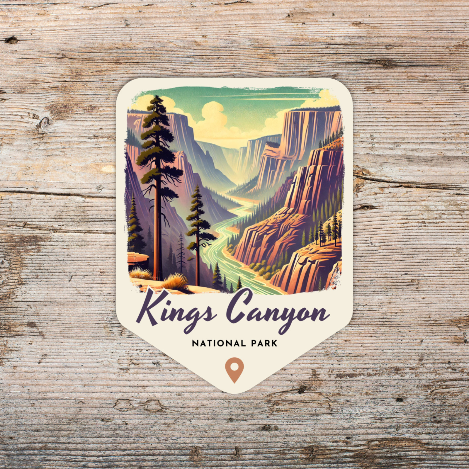 Kings Canyon National Park California Sticker Retro Style Waterproof Vinyl Decal