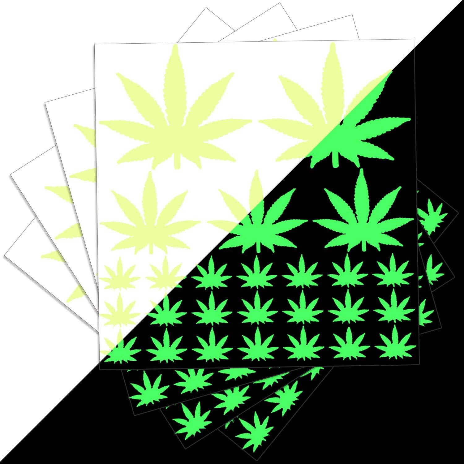 104 pcs Glow in The Dark Pot Leaf Stickers, Luminous Weed Decals for Home Decor
