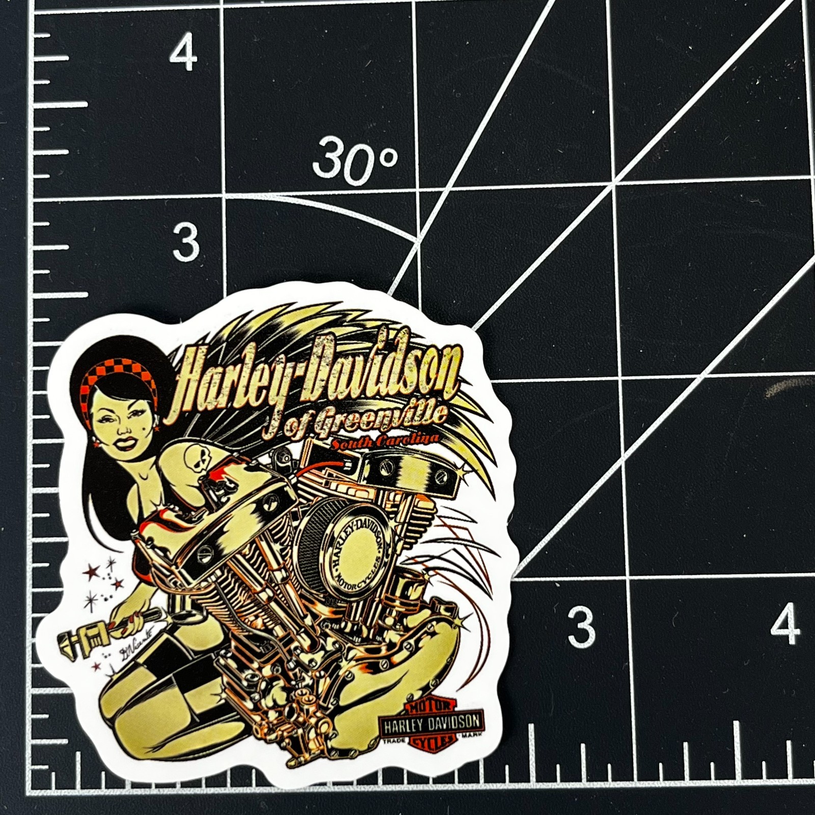 Harley Davidson of Greenville South Carolina V-Twin Engine Pinup Vinyl Sticker