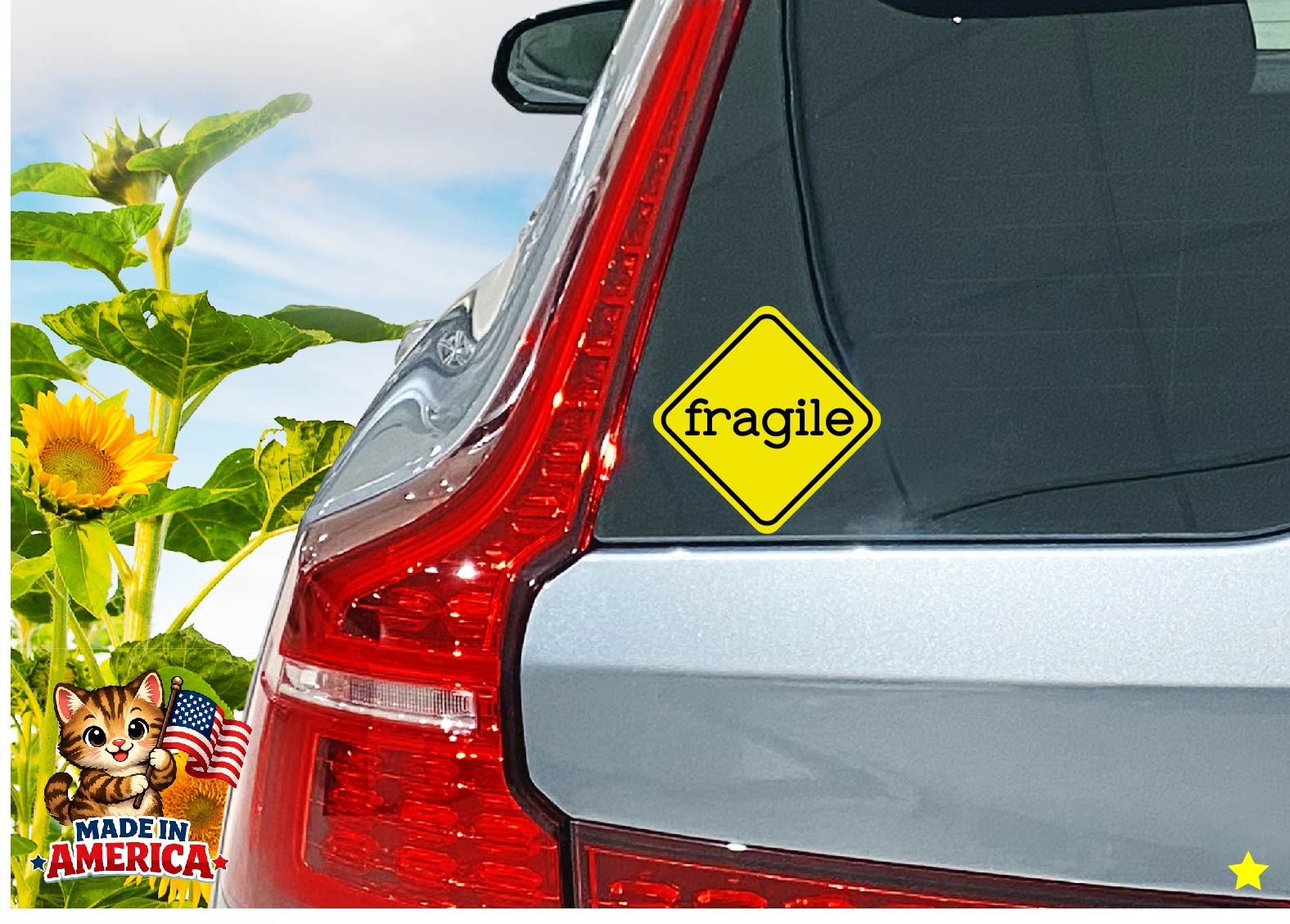 Fragile Decal Sticker Caution Yellow Careful Handle with Care Sensitive Person