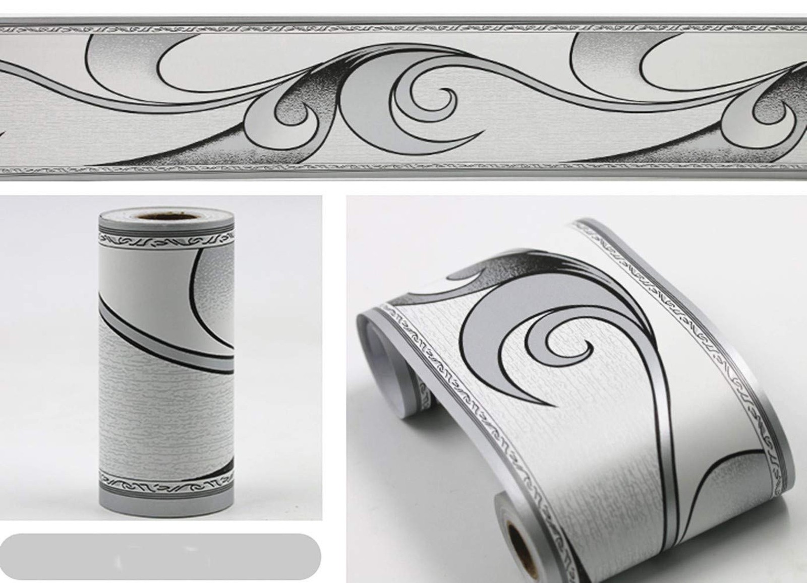REDODECO Elegant Silver Grey Molding Wallpaper Border Peel Stick Home Ceiling…