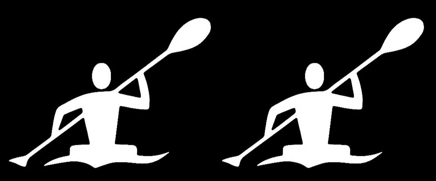Kayaker Two 5" Vinyl Decal Vehicle Windows Door Laptop Tablet Any Flat Surface