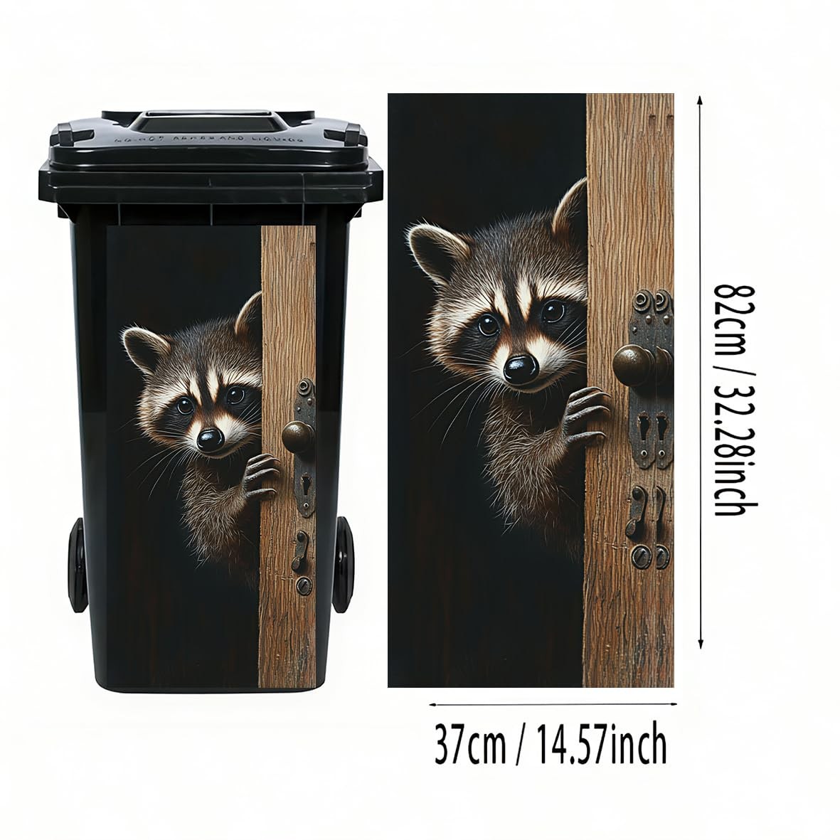 1pcs Wheelie Bin Stickers, Donkey Peeking Sticky Dustbin Decals, 14.5" x 32.2…