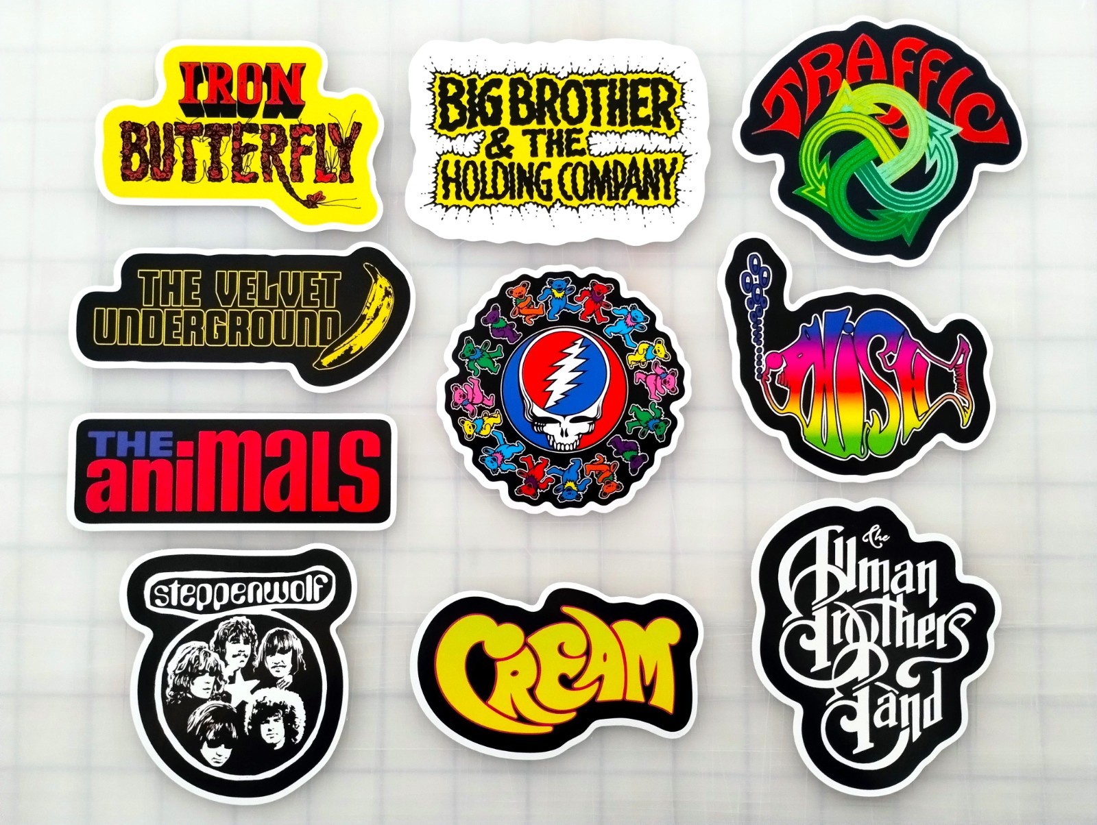Classic Rock Vinyl Sticker Lot (10 Stickers) SET 3 grateful dead phish cream