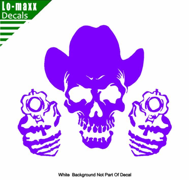 Cowboy Skull And Guns Western Country Car Truck SUV Quality Die Cut Vinyl Decal
