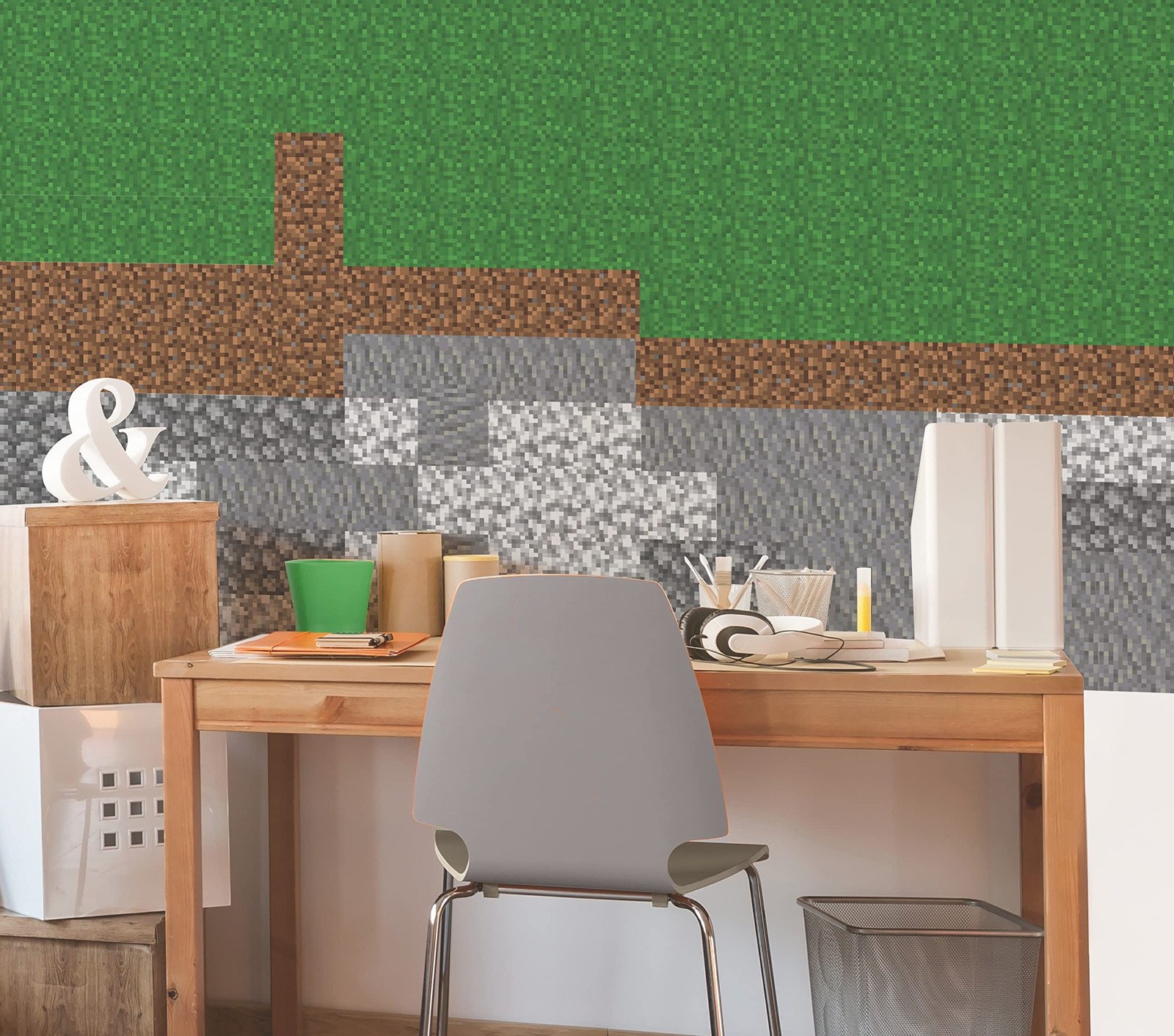 Minecraft Block Strips Peel and Stick Wall Decals, 16 Decal Set, Vinyl, Green…
