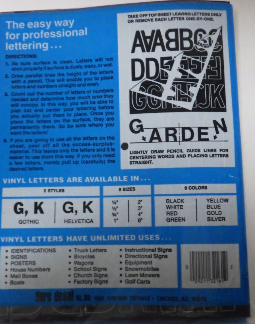 Lot of Duro Decal 3" Gothic Vinyl Letters Numbers Permanent Adhesive Black Sign