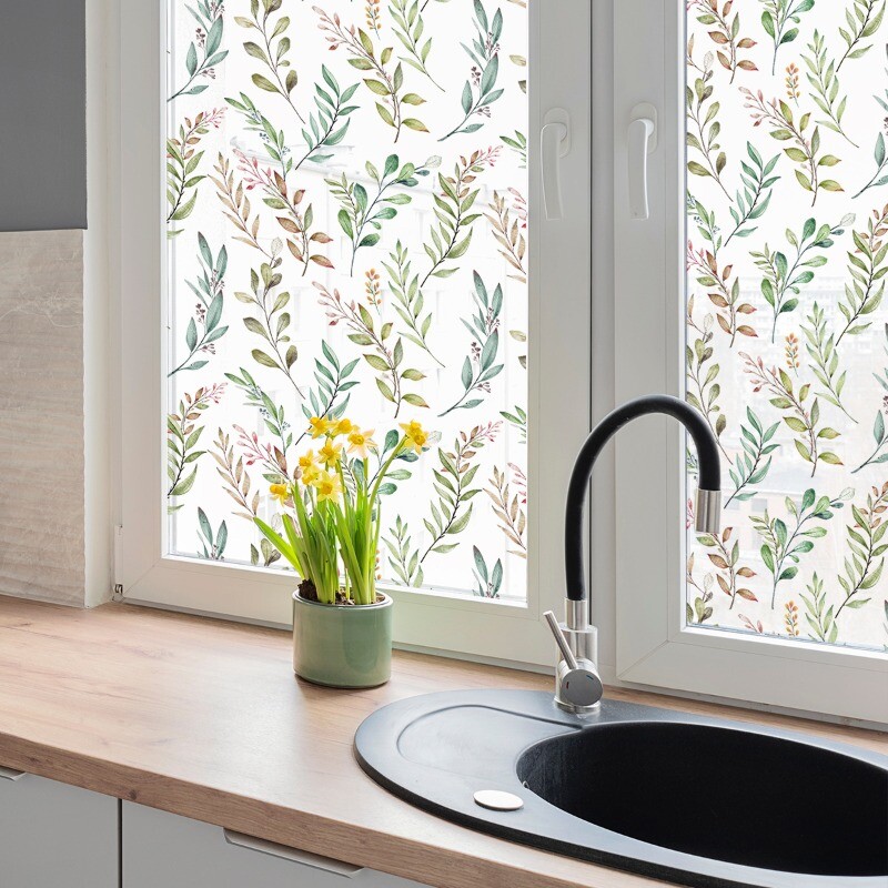 Shading Window Static Sticker Decal Clings Home Decor PVC Leaf Green Country Art