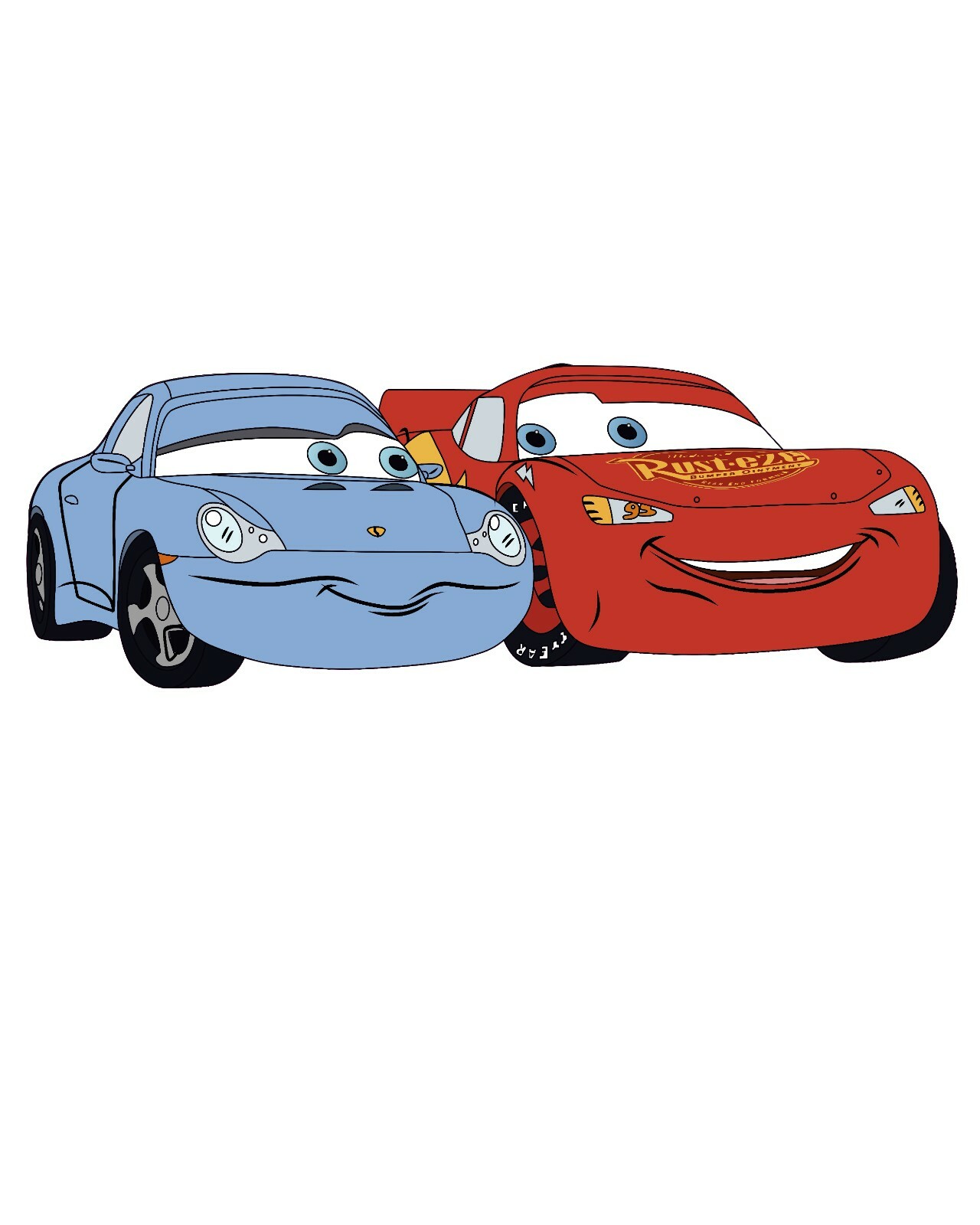 Kids Bedroom Cars Movie Sally & Lightning McQueen Design Vinyl Wall Decal 7×20