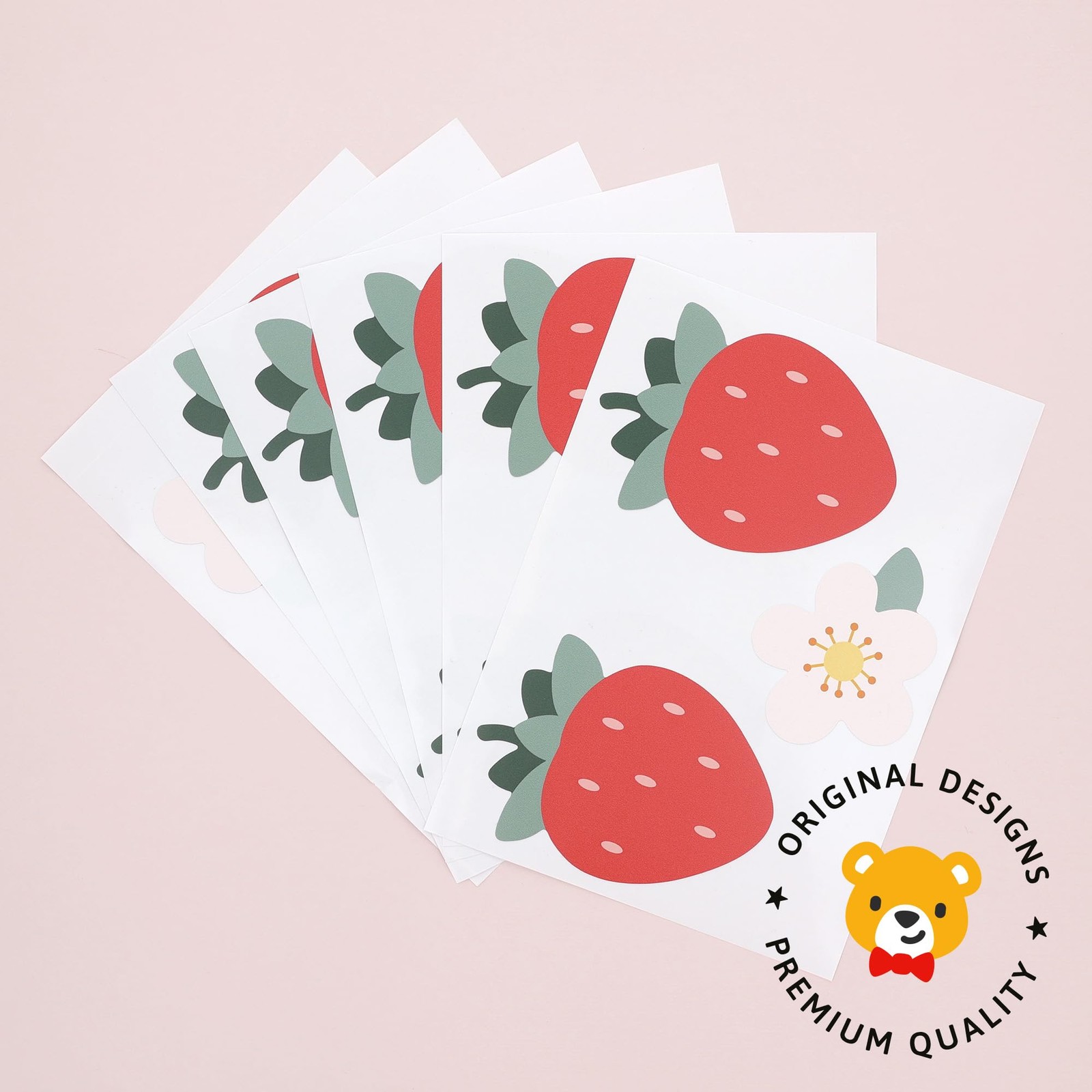 – Strawberry and Flower Wall Decals – Easy-to-Apply & Removable Wall Stickers…