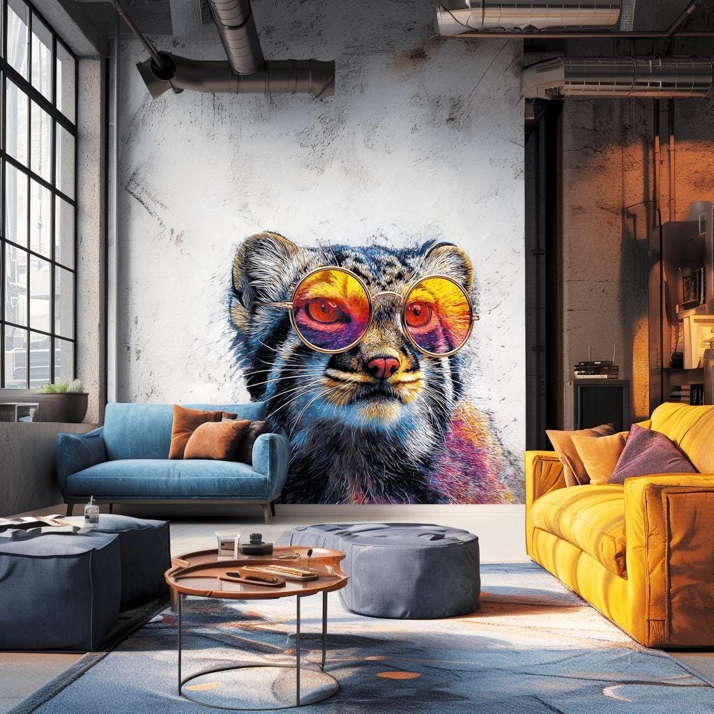 Pallas Cat Wall Decal | Manul Cat with Sunglasses