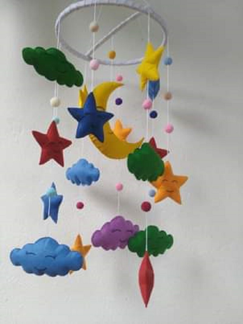 HANDMADE FELT MACRAME BABY COT MOBILE WALL HANGING BABY ROOM Nursery 3D Decorr