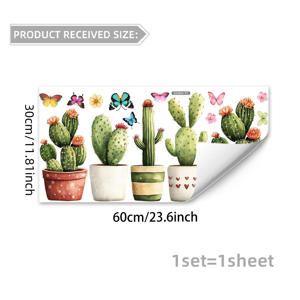Lifelike Cholla Window Cling PVC Static Decal for Home Office Shop Decor