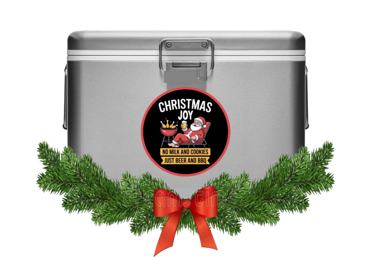 Christmas – Joy Beer and BBQ – 4" Vinyl Decal Sticker Decor Laptop Cup Cooler 25