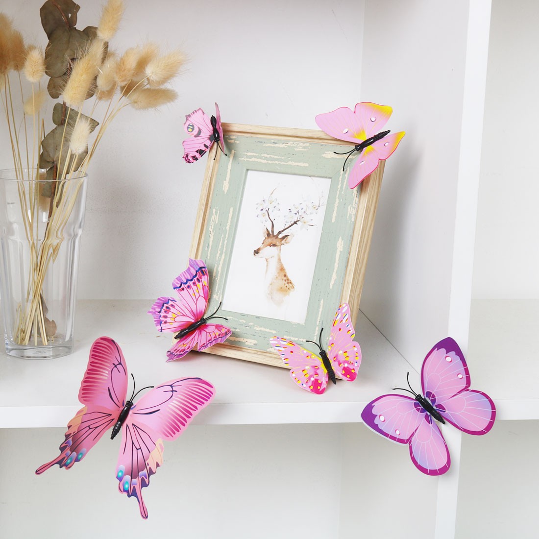 12pcs 3D Butterfly Wall Stickers Decal Stickers for Room Pink