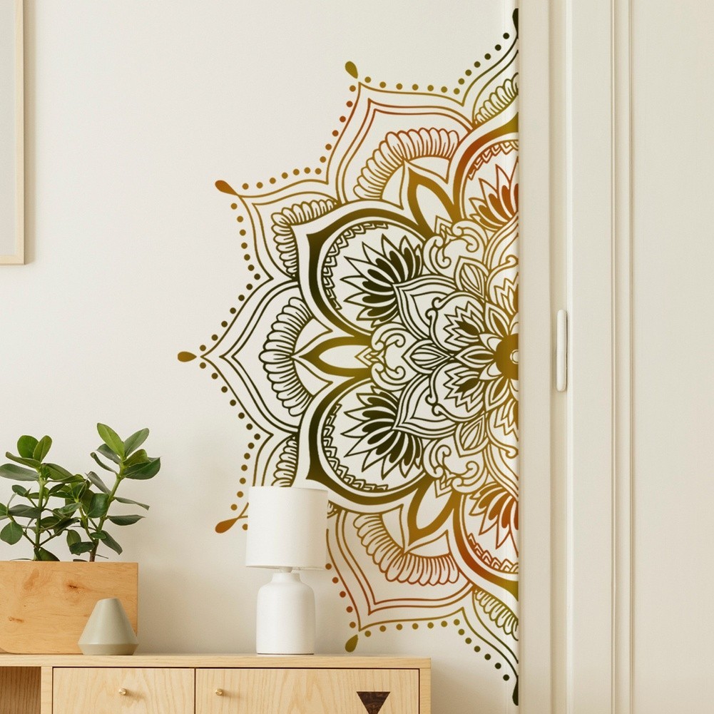 Large Lotus Mandala Wall Decals for Living Room Bedroom Lightweight and