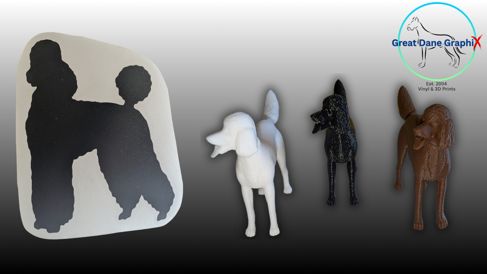 Poodle Figure & Decal Set – 3D Printed – Paintable DIY Dog Art Combo Set