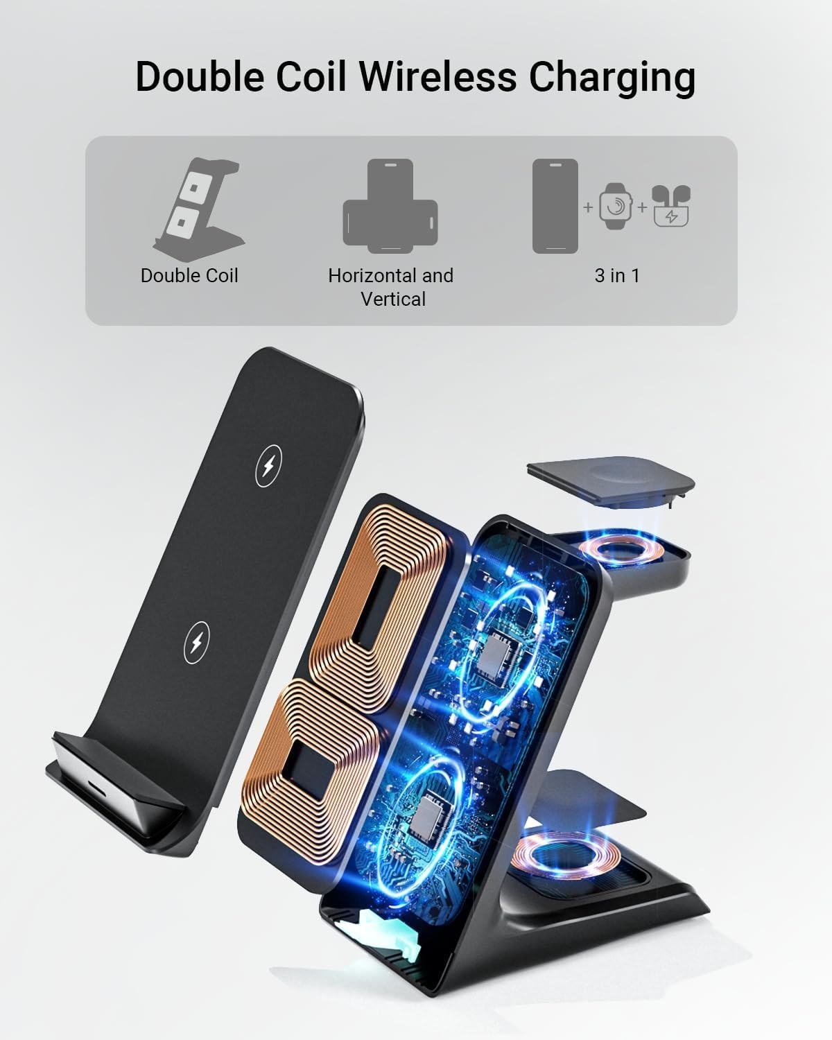 Wireless Charger for Thick Cases of 10MM/Otterbox/Heavy Duty, 3 in 1…