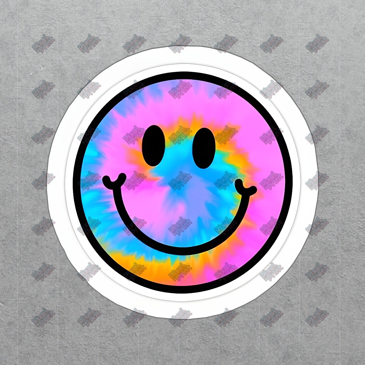 Colorful Tie Dye Smiley Face Vinyl Sticker Perfect for Laptops, Water #713750