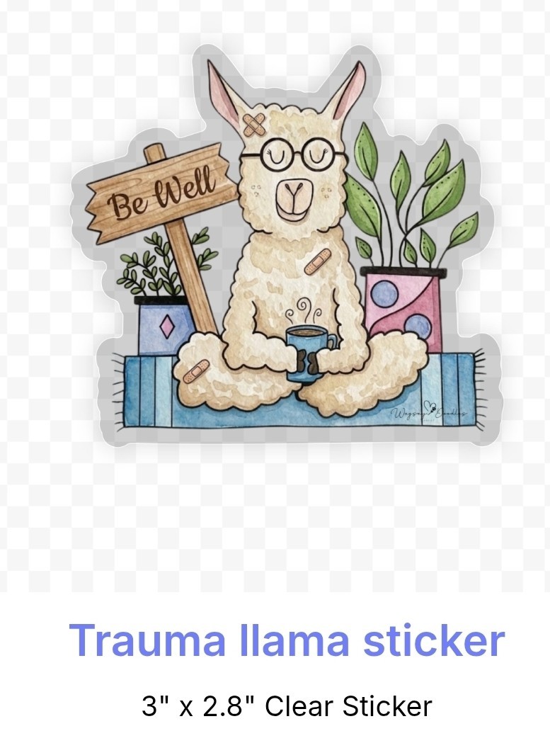 ACEO Llama Doing Yoga Sticker Waterproof Vinyl Stickers Dishwasher Safe Original