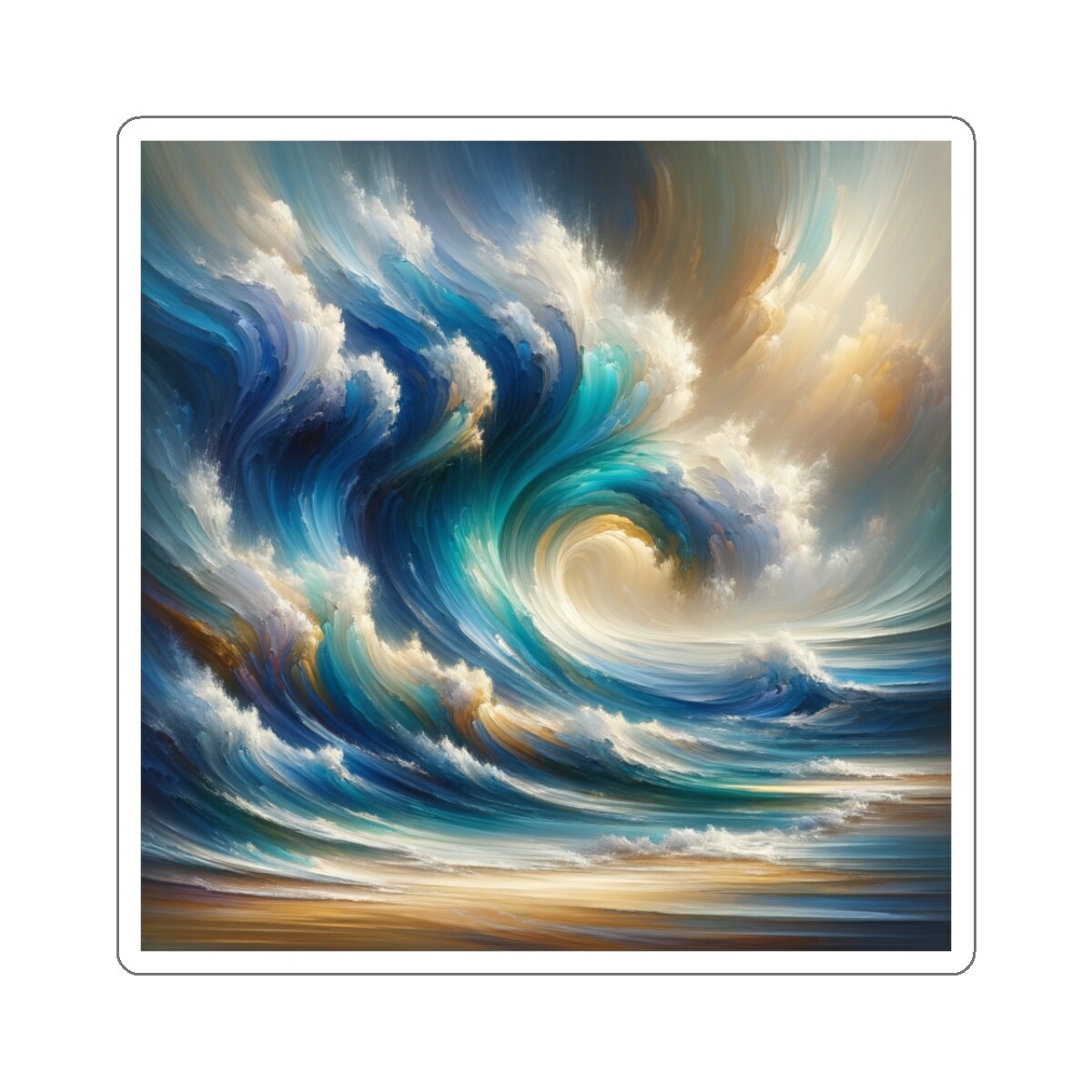 Sticker Abstract Ocean Wave Artwork Abstract Expressionism 2×2 3×3 4×4 6×6