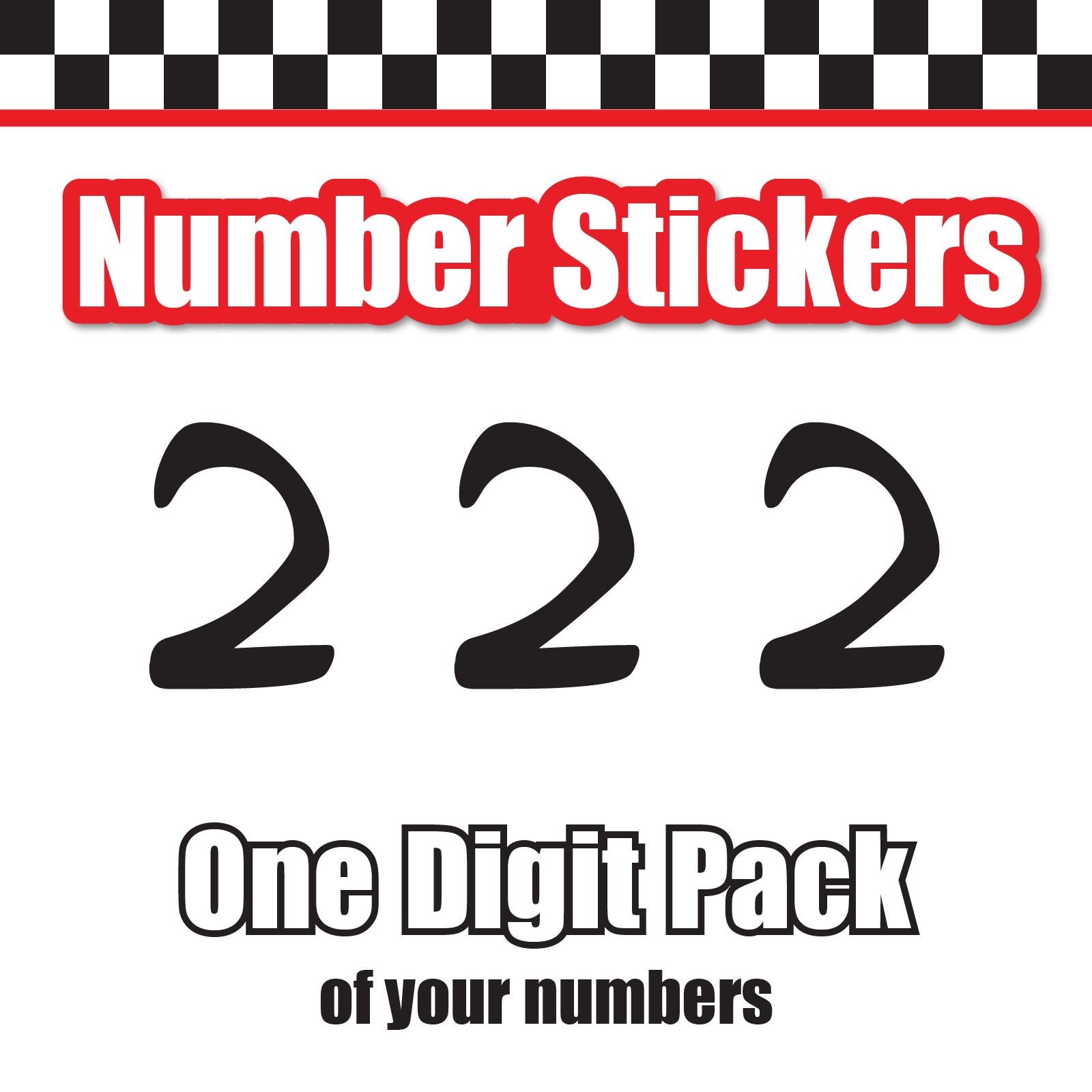 3 Digit Single Number Stickers Custom Decal Locker Door 3pcs Anime Ace