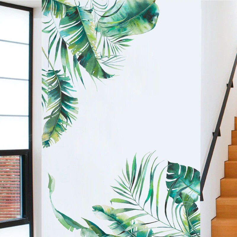Removable Tropical Leaves Flowers Bird Wall Stickers Bedroom Living Room Decor
