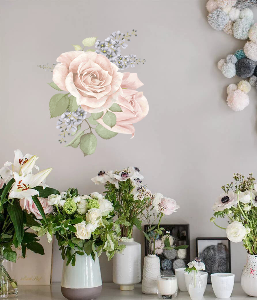Roses flowers vinyl sticker, Rose Decal, Flowers Sticker, Flowers Wall Decor