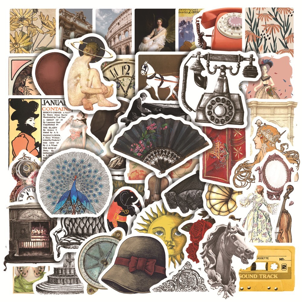 200pcs Retro Cottagecore Vintage STICKER PACK，#70110115
