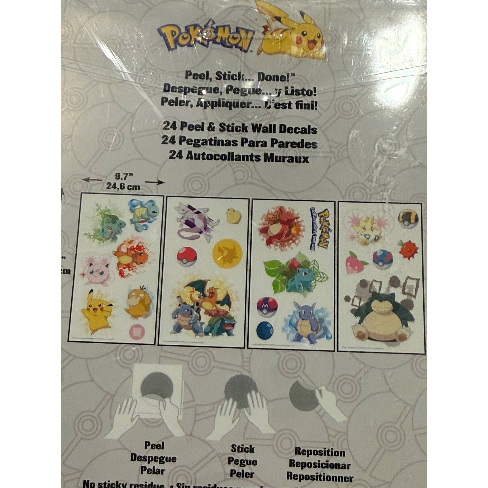 Pokemon Peel and Stick Wall Decals 24 Count RoomMates RMK2535SCS Pikachu New