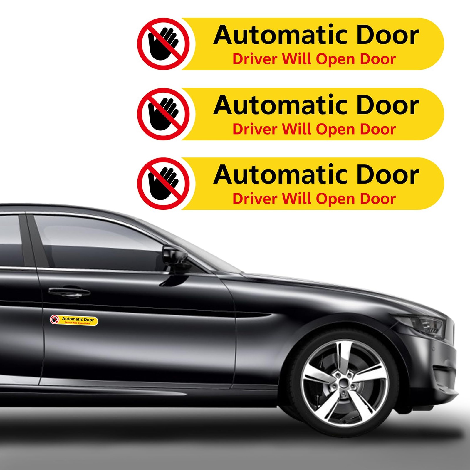 3Pcs Automatic Door Driver Will Open Door Sign Car Decal Warning Stickers